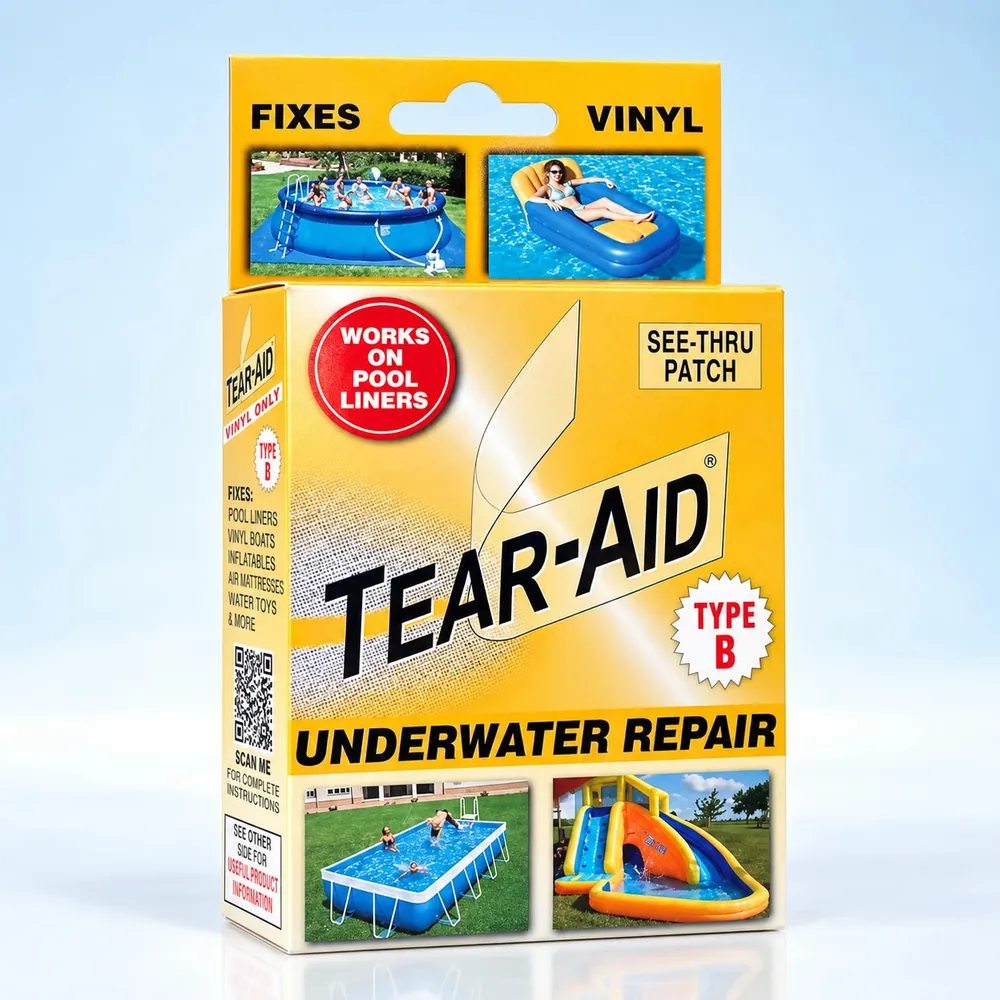 TEAR-AID Repair Patch Kit – Vinyl & Fabric Spa Cover Repair (Type A & B) - Type B – Underwater